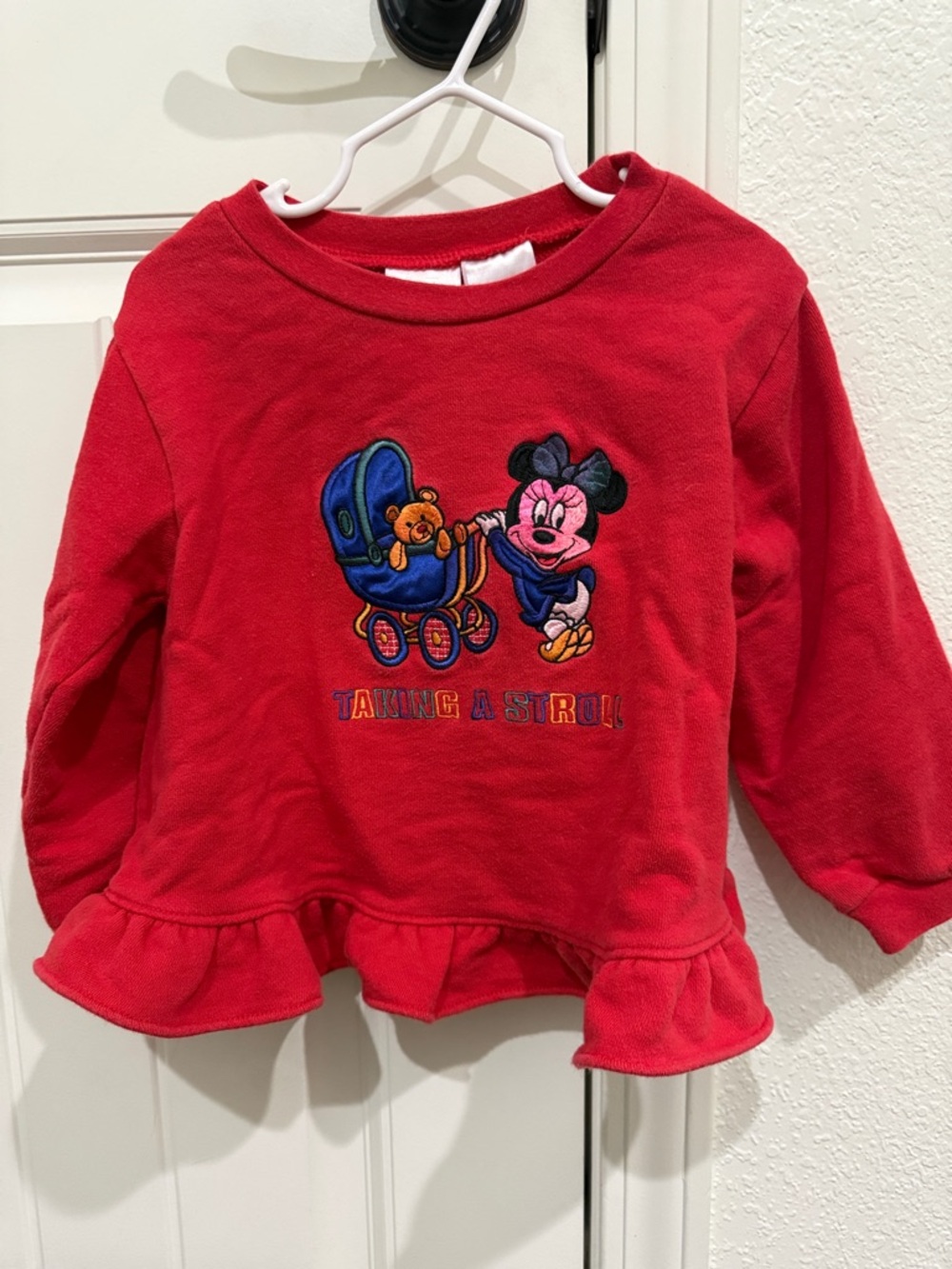 Vintage Disney Red Minnie Mouse Ruffle Sweatshirt and Leggings Set